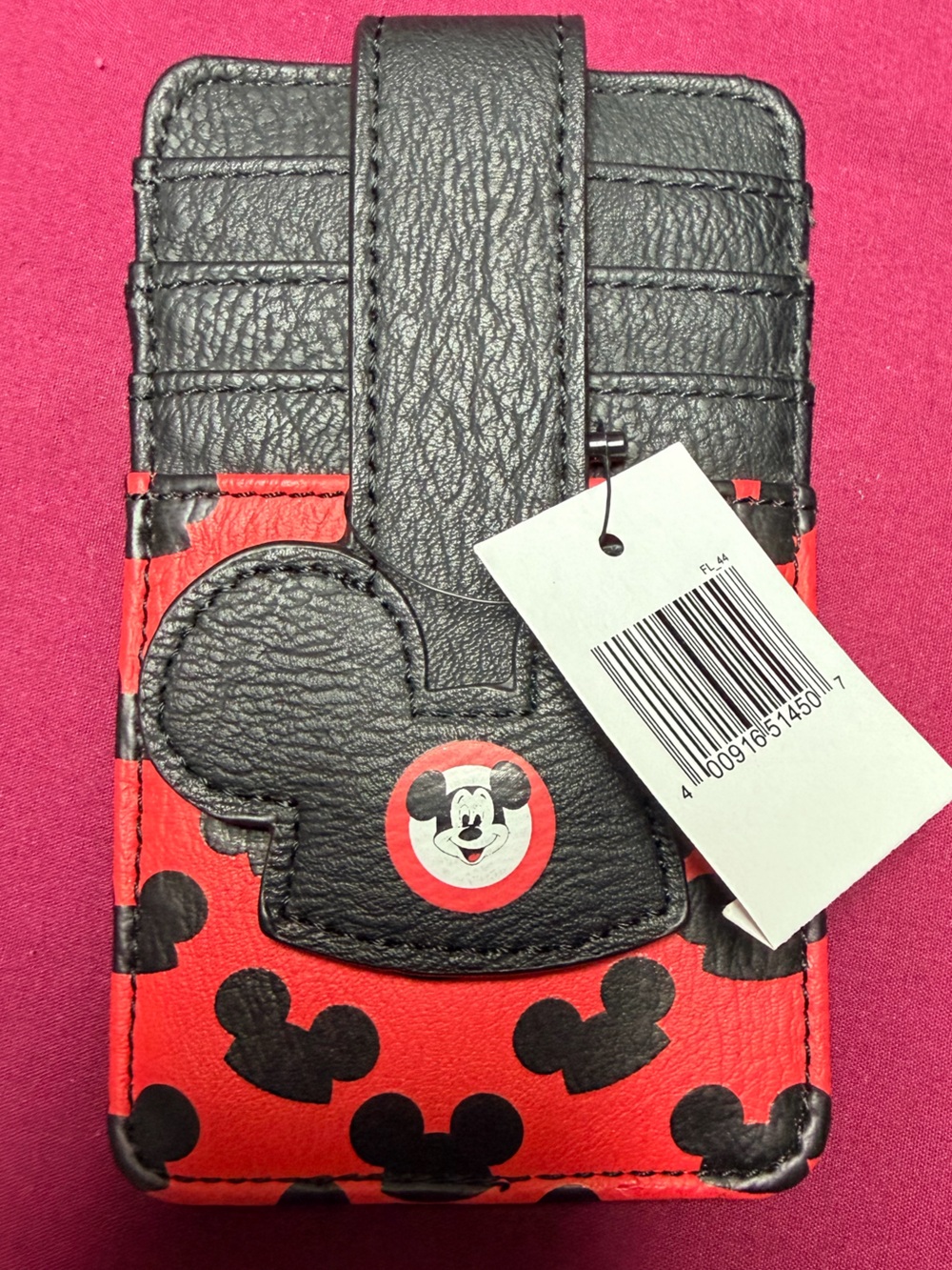 Disney Parks Red & Black Mickey Mouse Ear Cardholder Wallet
